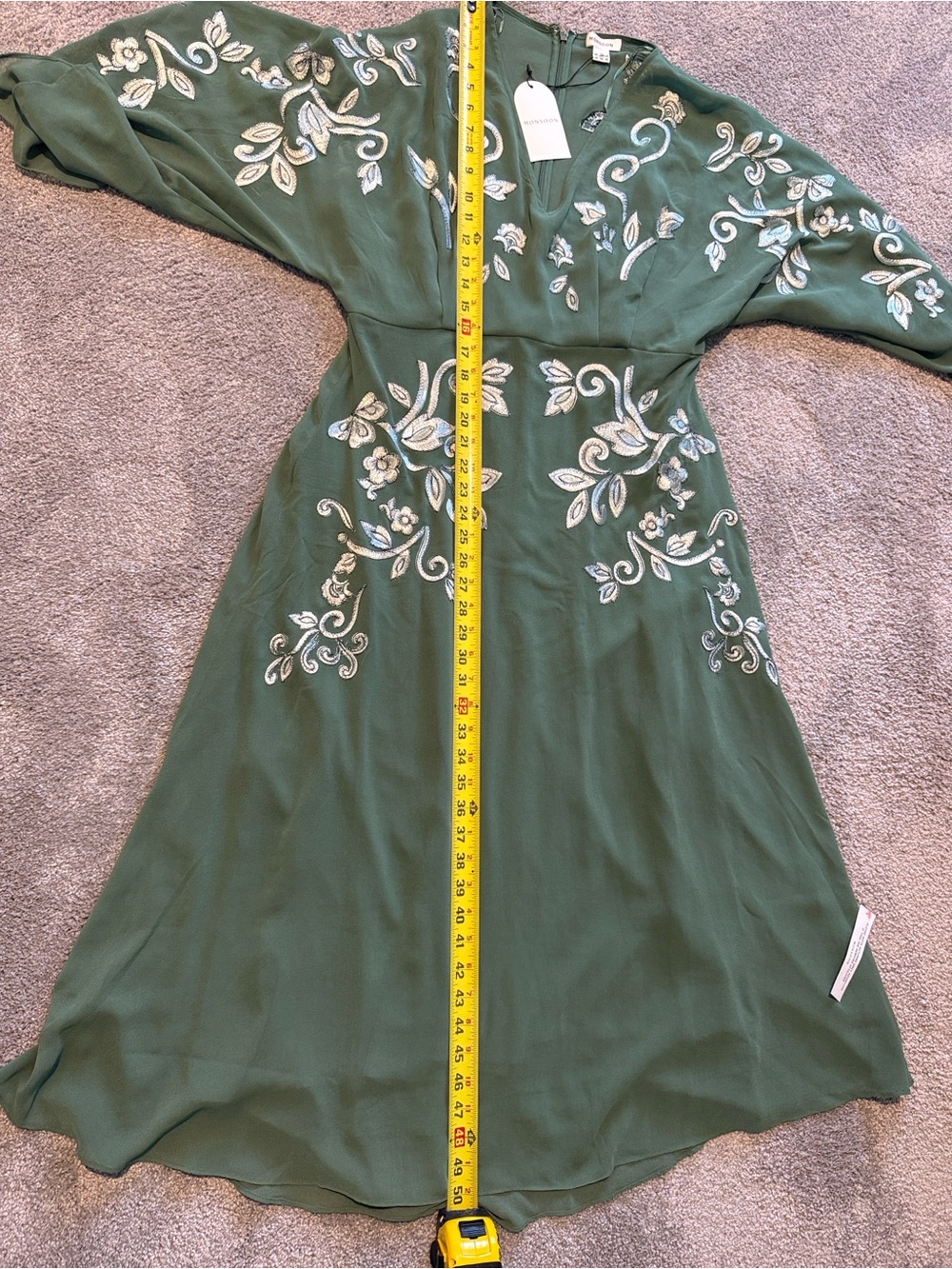 NWT Monsoon London Embroidered Kimono Sleeve Midi Dress - Picture 6 of 13